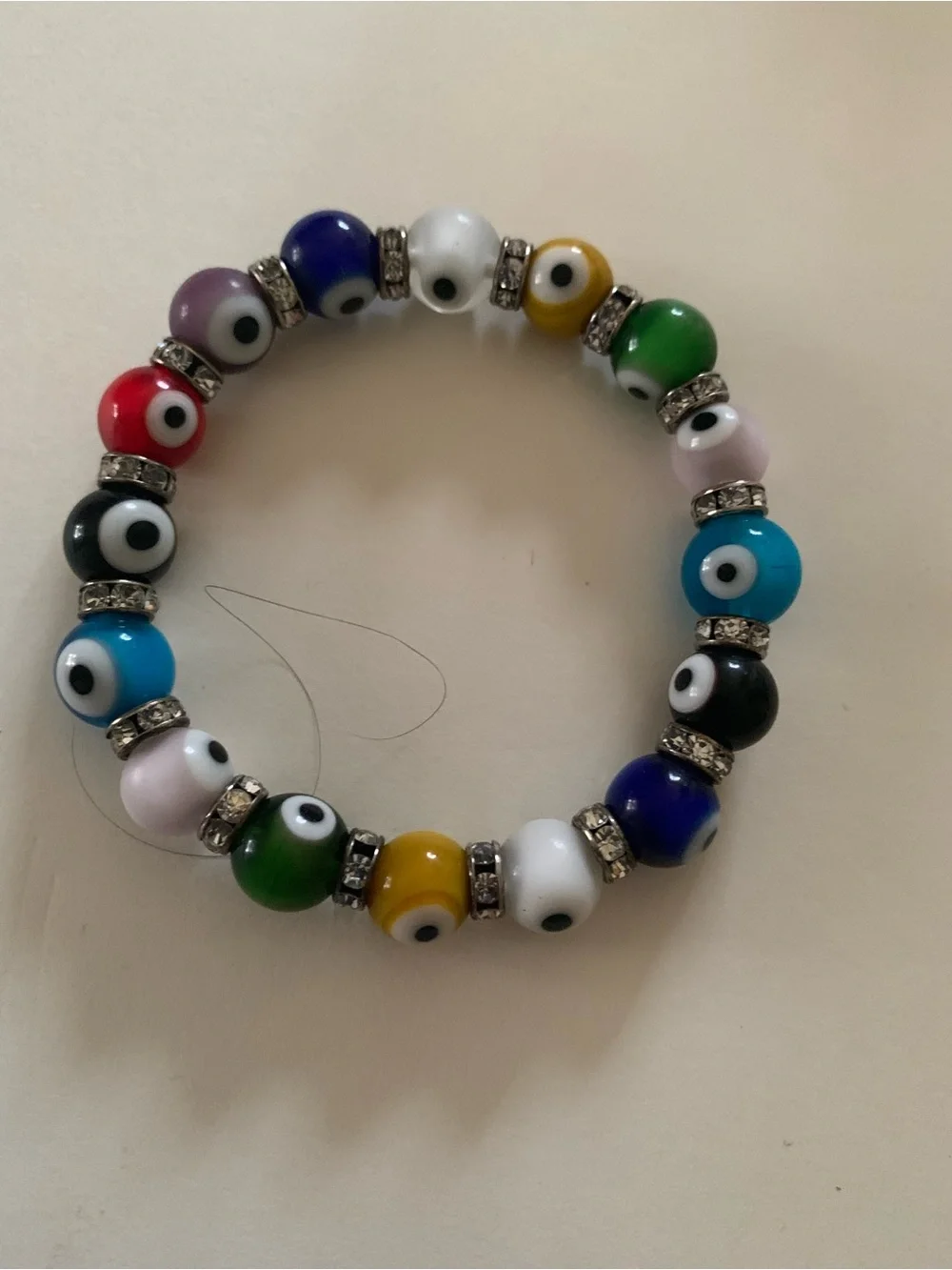 Kids Multicolor Evil Eye Beaded Stretch Bracelet - Unbranded